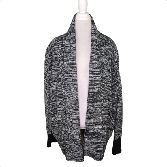 Simply Vera Vera Wang Black & White Heathered Dolman Open Cardigan Size XL - Picture 1 of 13